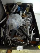 Box of Stainless Steel Cutlery and Kitchen Tools,