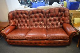 Distressed Leather Chesterfield Style Three Seat Sofa