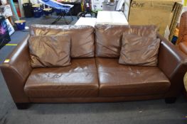 Two Seat Brown Leather Sofa