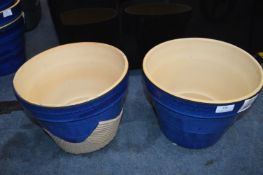 *30cm Blue Ceramic Plant Pot 2pk