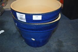 *30cm Blue Ceramic Plant Pot 2pk