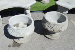 Pair of Ornamental Garden Planters with Foliage Design