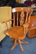 Windsor Style Wooden Swivel Office Chair
