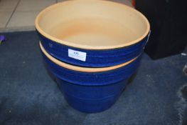 *30cm Blue Ceramic Plant Pot 2pk