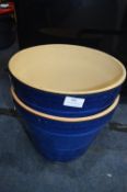 *30cm Blue Ceramic Plant Pot 2pk