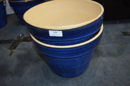 *30cm Blue Ceramic Plant Pot 2pk