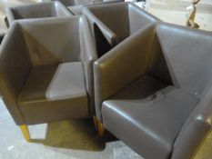 Six Square Back Brown Upholstered Chairs