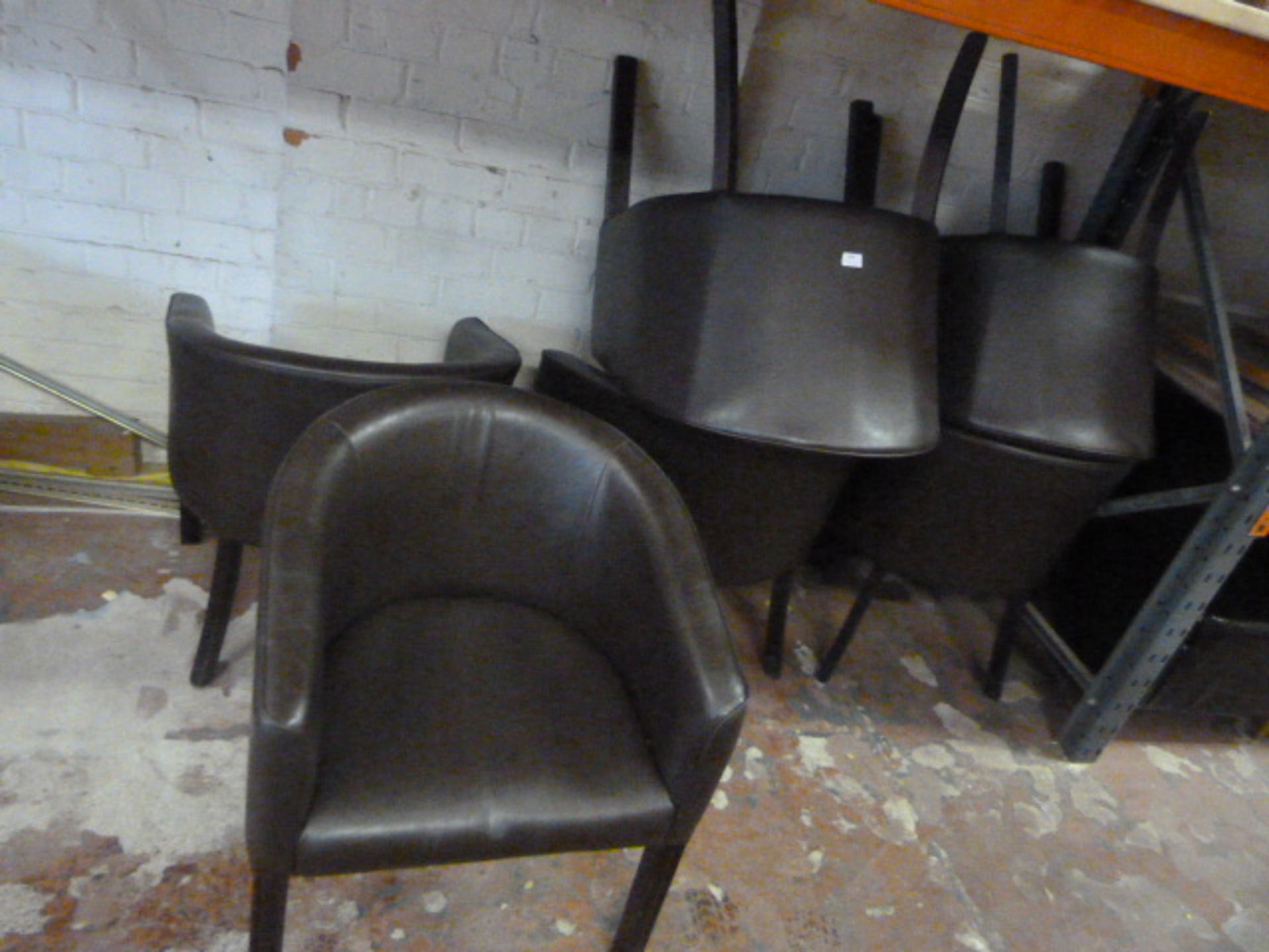 * Six Brown Upholstered Tub Chairs