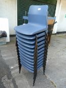 Twelve Tubular Framed Plastic Stacking School Chairs