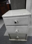 Painted Pine Three Drawer Chest with Glass Handles