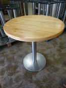 * Single Pedestal Wooden Topped Table 77cm tall ~76cm diameter (No fittings)
