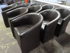 Ten Brown Upholstered Tub Chairs