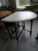 Barley Twist Oak Table with Painted Top