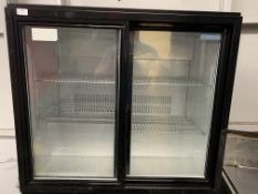 *Polar GL010 Double sliding door back bar cooler in black 900W X 850H X 520D