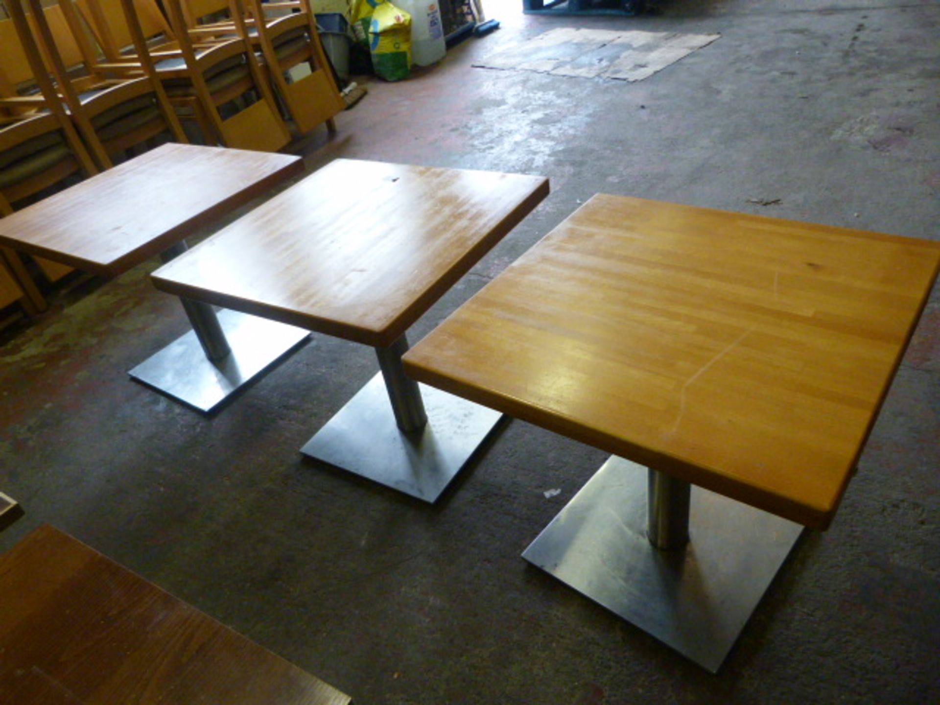 * Three Single Pedestal Tables 60x60x55cm (Holes may need drilling to fit, no fittings