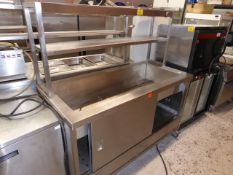 *Mobile St Steel servery unit - with hot cupboard, bain marie and heated gantry service shelf, 3