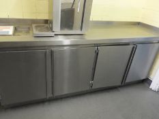 Stainless Steel Four Door Ambient Storage Cabinet with Upstand to Rear and & Right 210x60cm