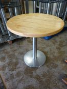 * Single Pedestal Wooden Topped Table 77cm tall ~76cm diameter (No fittings)