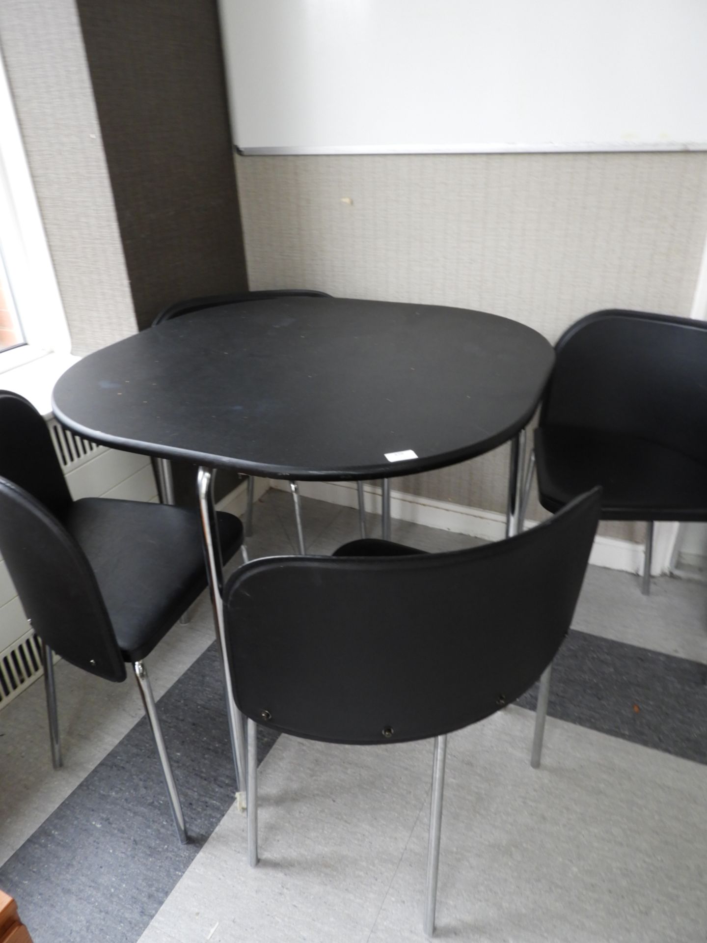 Kitchen Table with Four Corner Chairs in Black & Chrome Finish