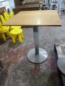 * Ten Single Pedestal Tables with Grey Painted Bases 60x6076cm (Holes may need drilling to fit, no f