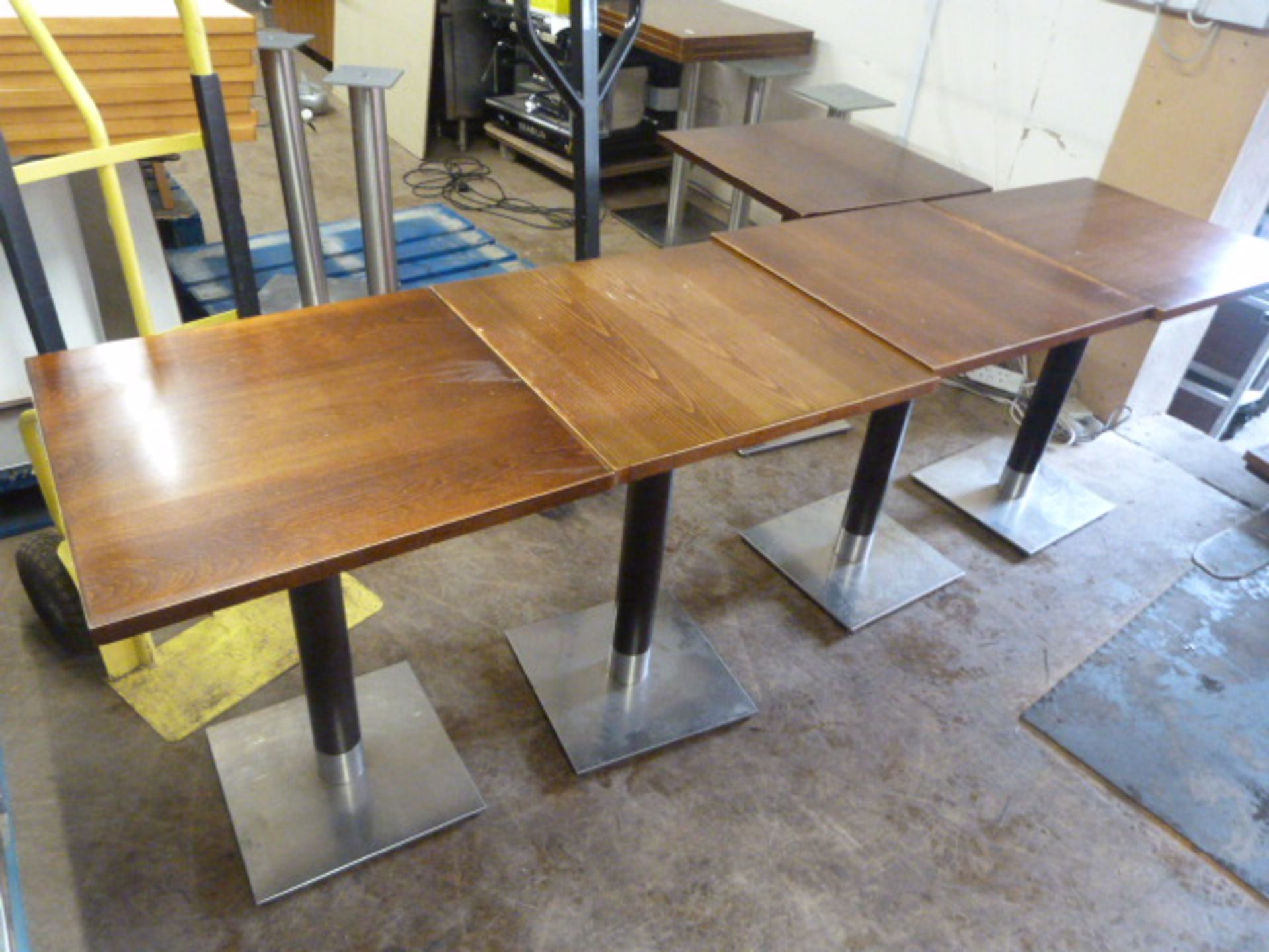 * Five Single Pedestal Tables 60x60x76cm (Holes may need drilling to fit, no fittings)