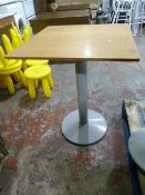 * Ten Single Pedestal Tables with Grey Painted Bases 60x6076cm (Holes may need drilling to fit, no f