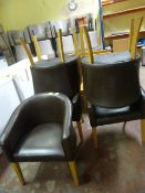 * Five Brown Upholstered Tub Chairs