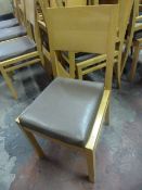 * Twenty Five Wooden Framed Restaurant Chairs with Brown Upholstered Seats