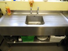 Stainless Steel Commercial Sink Unit with Undershelf and Pillar Taps 150x60cm