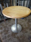 * Single Pedestal Wooden Topped Table 77cm tall ~76cm diameter (No fittings)