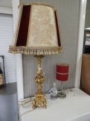 Gilt Table Lamp with Shade plus Two Others