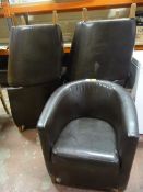 * Twelve Brown Upholstered Tub Chairs