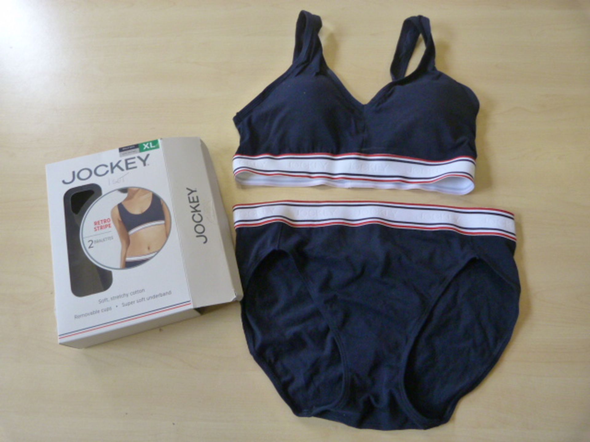 *Jockey Navy Retro Stripe Bralette and Brief