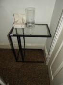 *Black Metal & Plate Glass Cantilever Table