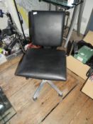 *Wella Black Leather Gas Lift Stylist's Chair with Five Spoke Base