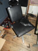 *Wella Black Leather Gas Lift Stylist's Chair with Five Spoke Base