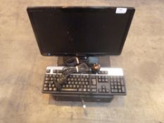 * desktop computer, keyboard and monitor