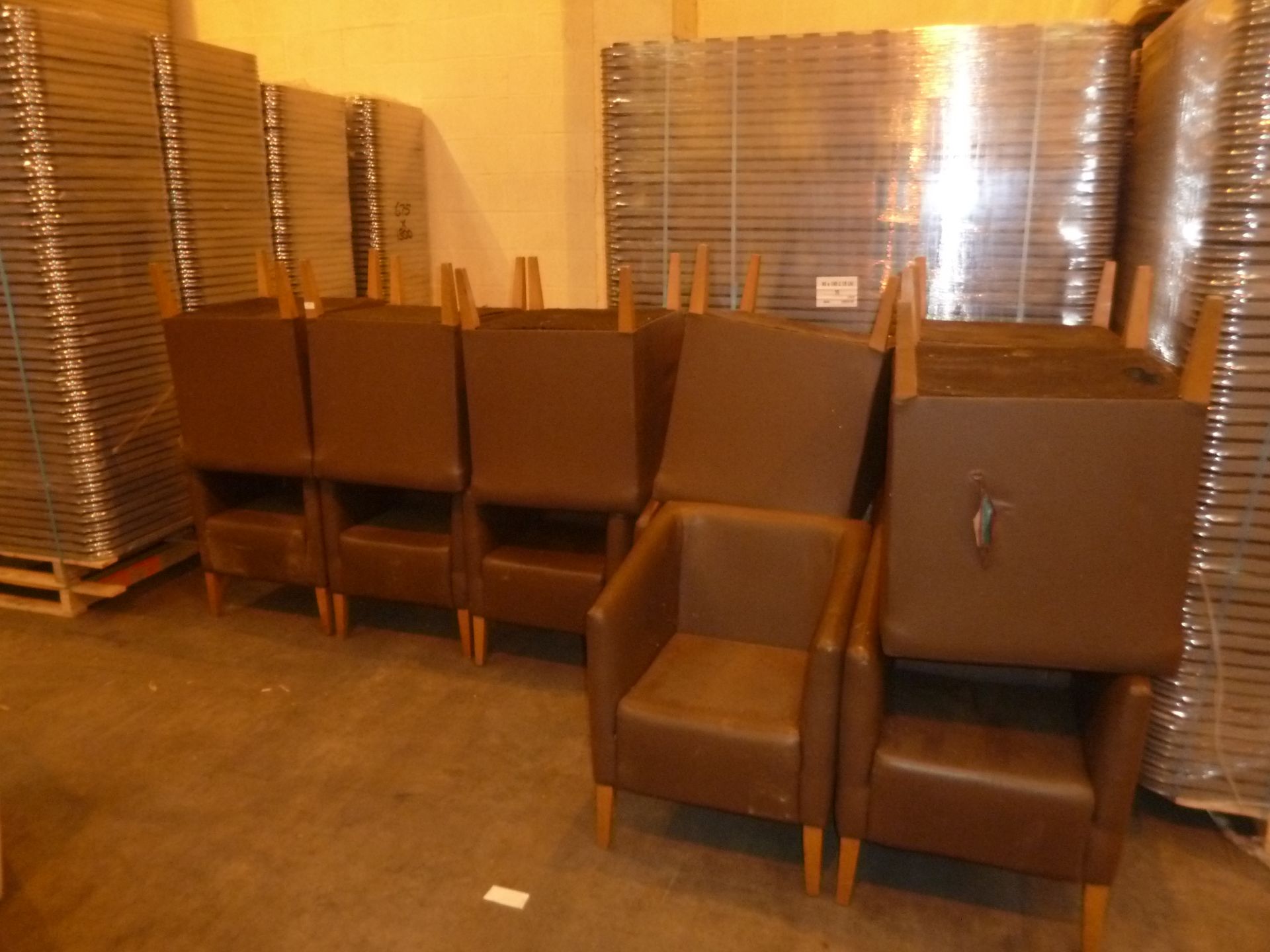 * 13 x brown arm chairs