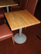 *6 Square Pedestal Dining Tables with Butcher Block Style Tops