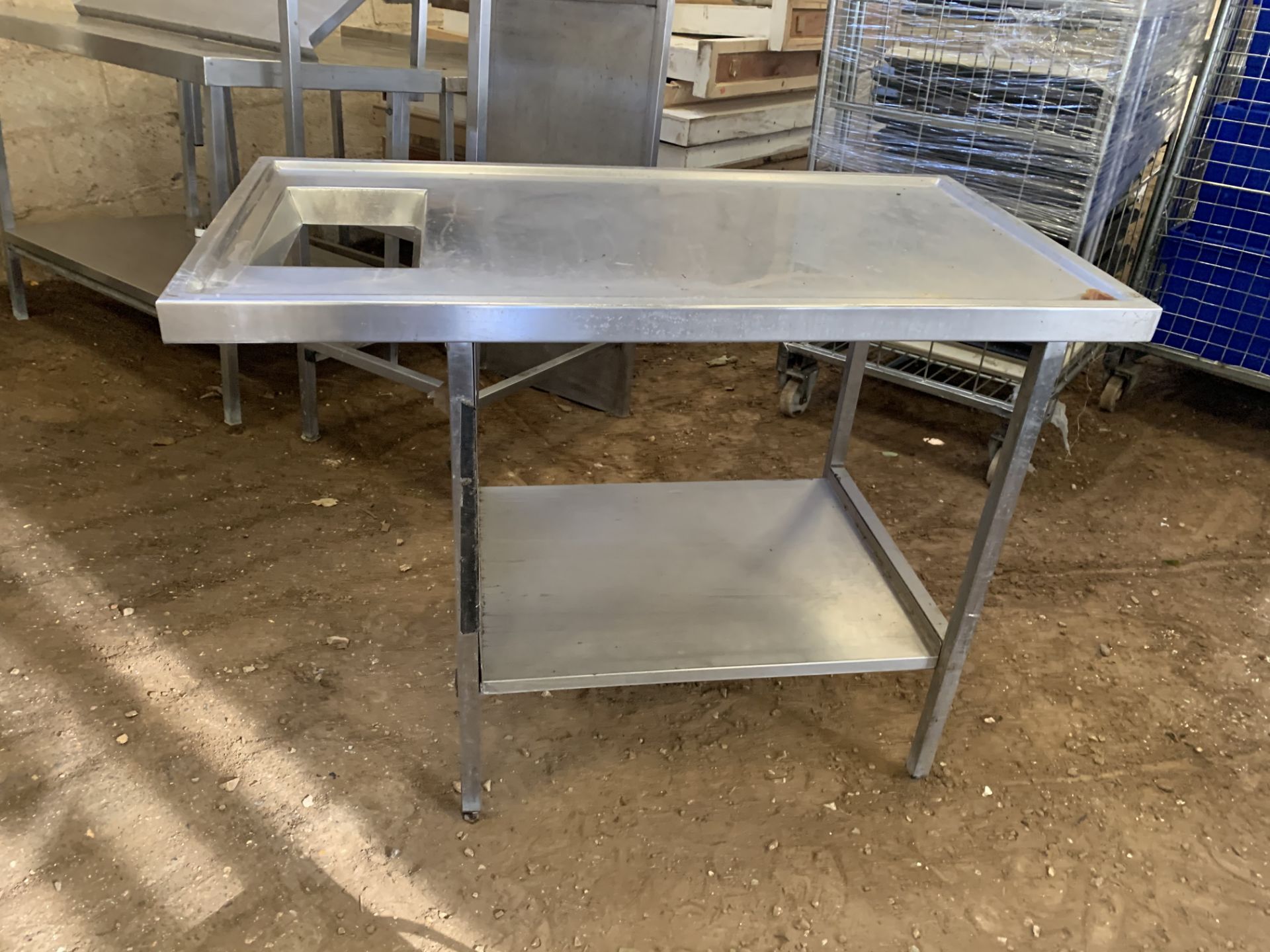 * bench top ss with bin space w x 1200 d x 3650 h x 900