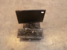 * desktop computer, keyboard and monitor