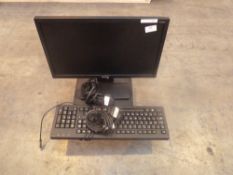 * desktop computer, keyboard and monitor