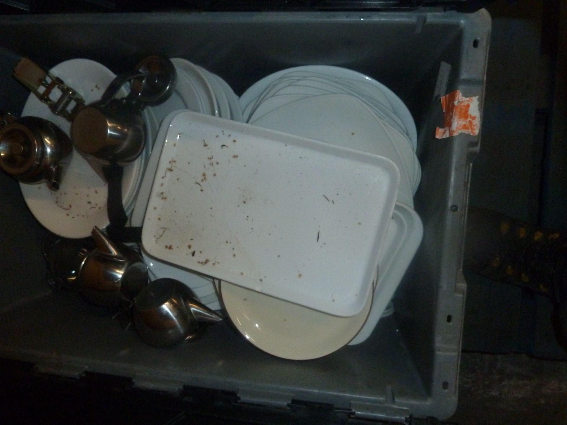 * assortment of plates and stainless teapots - Image 2 of 2