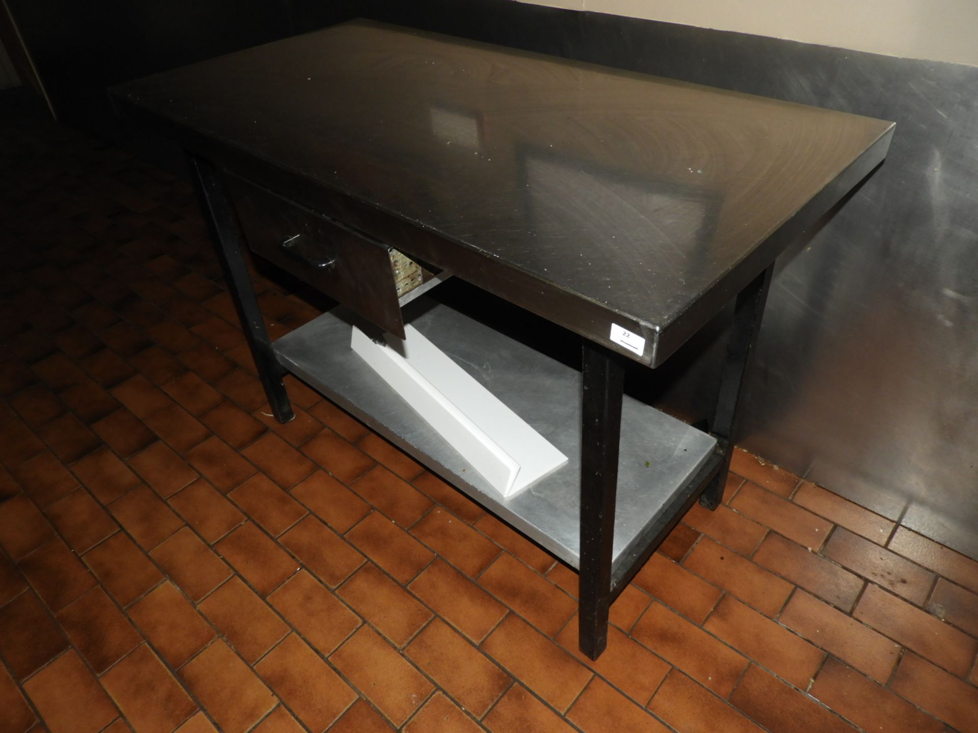 *Stainless Steel Table with Undershelf and Drawer 20x60cm