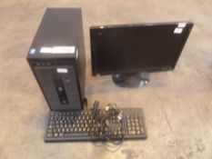 * desktop computer, keyboard and monitor