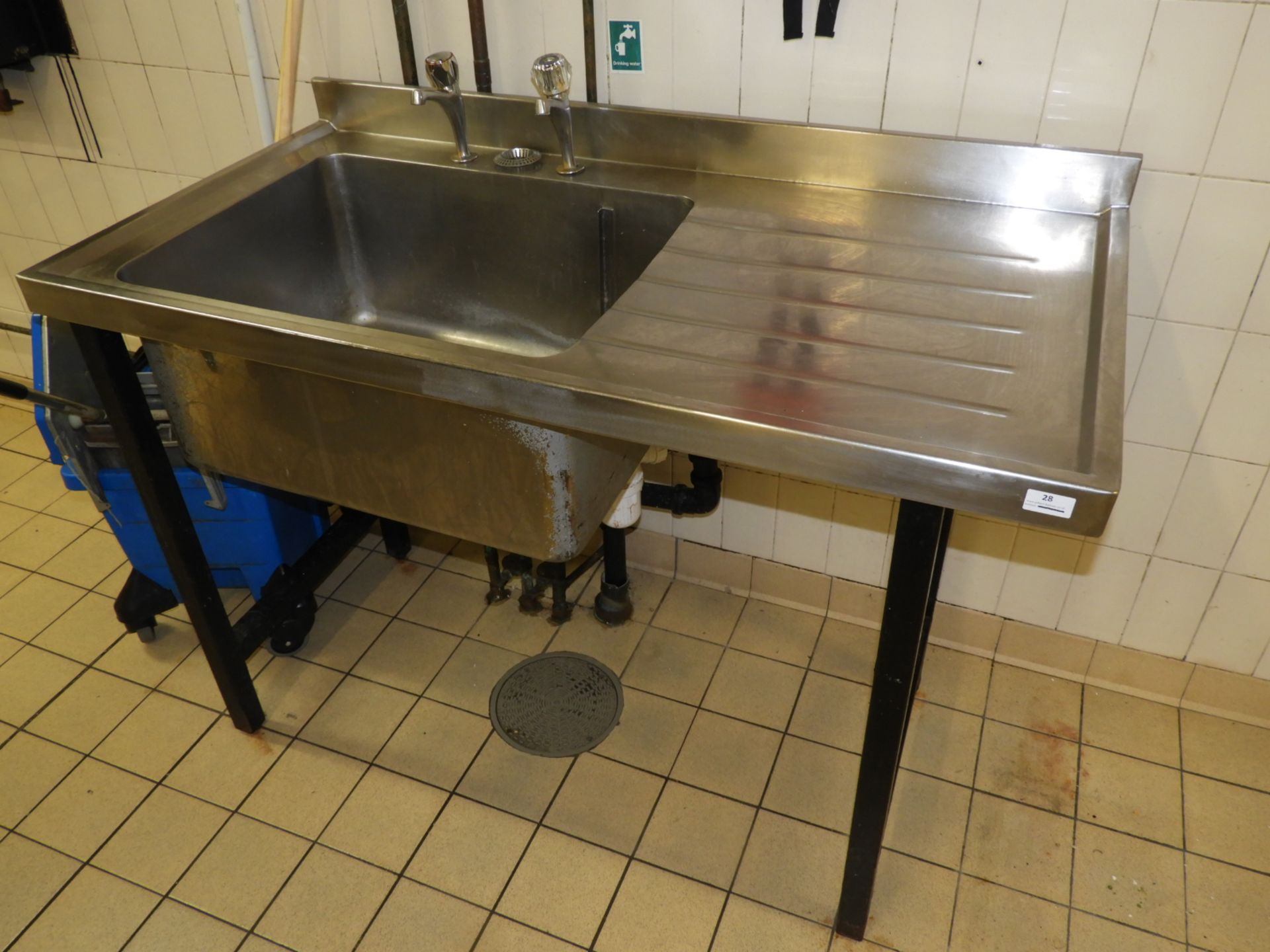 *Stainless Steel Commercial Sink Unit with Right Hand Drainer and Pillar Taps 120x60cm