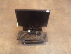 * desktop computer, keyboard and monitor