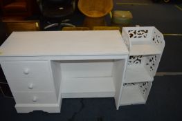 White Painted Bedroom Dressing Chest and Shelf Unit