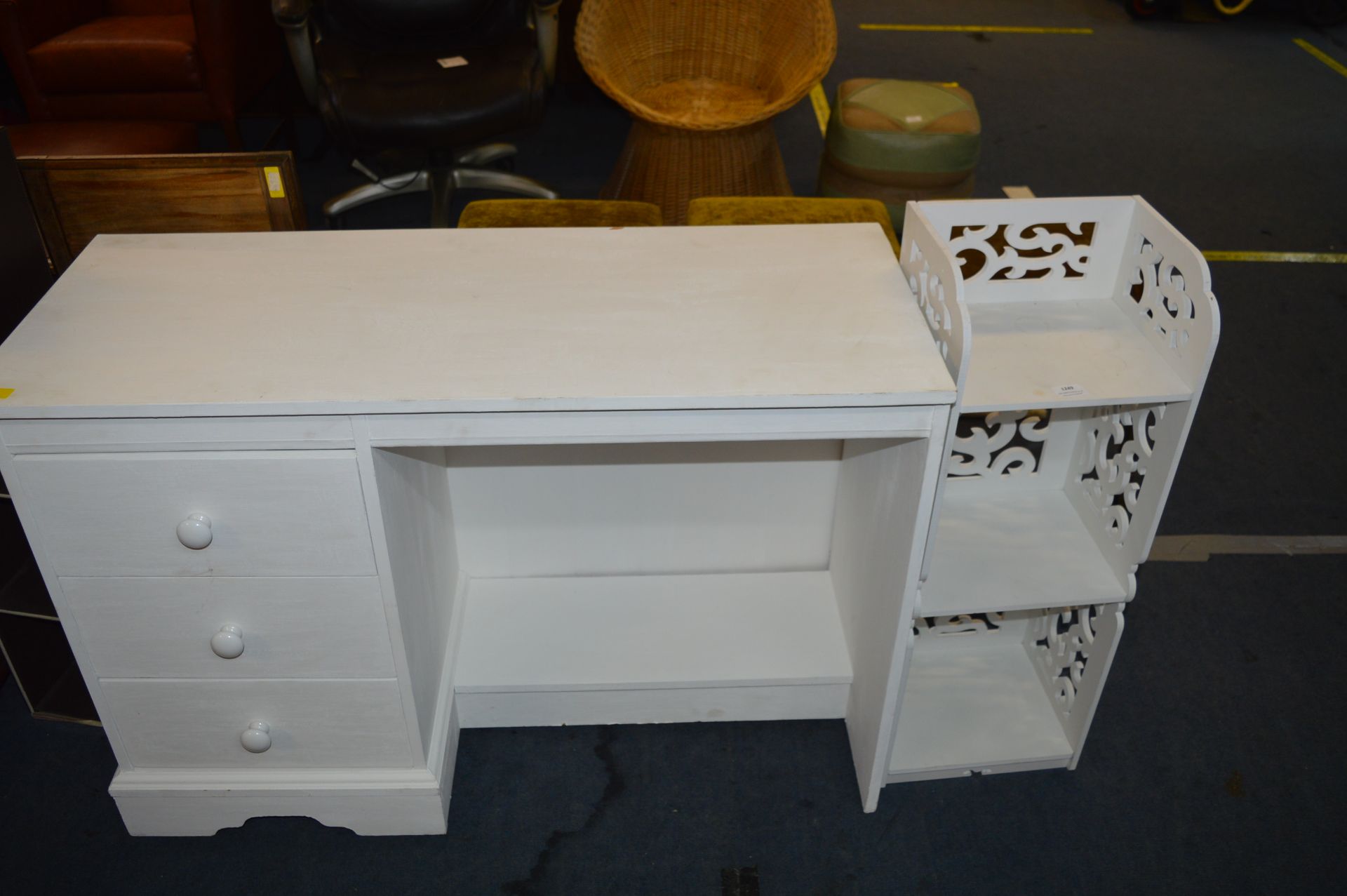 White Painted Bedroom Dressing Chest and Shelf Unit