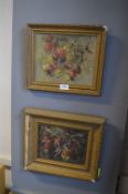 Two Gilt Framed Oil on Board Studies of Rosehips (AF)